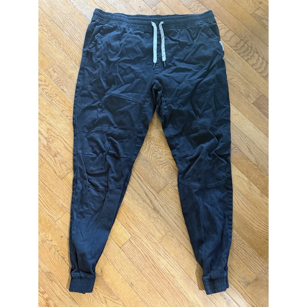 Eckō Unltd. black twill moto joggers elastic drawstring waistband knee paneling